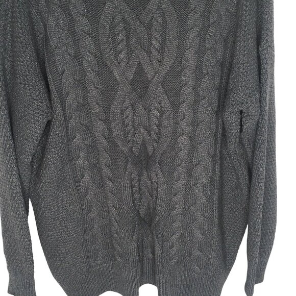 Lauren Ralph Lauren Sweater  XL Cable Knit Pullover Merino Wool Blend V Neck - Picture 9 of 16